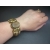 Unisex chunky brass and bovine bone inlay hinged bracelet