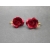 Vintage red rose clip on earrings