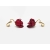 Side view of metallic red rose clip on earrings