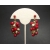 Vintage Red and Gold Bead Cluster Dangle Clip on Earrings Christmas Jewelry