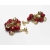 Vintage Red and Gold Bead Cluster Dangle Clip on Earrings Christmas Jewelry