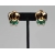 Gold and emerald green rhinestone vintage clip on earrings