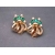 Gold and emerald green rhinestone vintage clip on earrings