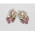 Celluloid floral clip on earrings white and pink