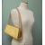 Vintage Yellow Autumn Leaf Print Handbag Tan Trim Vinyl Top Handle Purse