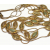 Vintage Triple Strand Long Gold Necklace with Olive Taupe Enamel Beads