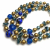 Vintage Blue and Bronze Beaded Choker Necklace Triple Strand Made in Japan 1950s