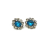 Vintage Vivid Blue Rhinestone Screw Back Earrings with Clear Rhinestone Accents