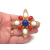 Vintage 1970s Sarah Coventry Americana Design Brooch Red White and Blue Cabochon