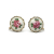 Vintage Guilloche Rose Screw Back Earrings White and Pink Enamel Floral Clip on