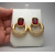 Vintage Swarovski Ruby Garnet Red Clip on Earrings Doorknocker Pave Crystal Gold