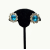 Vintage Vivid Blue Rhinestone Screw Back Earrings with Clear Rhinestone Accents