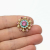 Antique Coro Brooch Small 7/8" Pink and Blue with Tiny Faux Pearls Pink Crystals