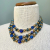 Vintage Blue and Bronze Beaded Choker Necklace Triple Strand Made in Japan 1950s
