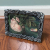 Vintage Pewter Floral Picture Frame Easel Back Tabletop 3.5" x 5" Rose Motif
