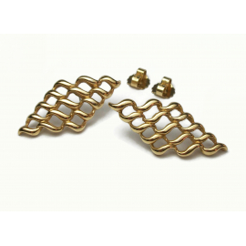 Vintage Avon Big Gold Lattice Earrings for Pierced Ears Openwork Large Earrings