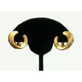 Vintage Monet Gold Swirl Hoop Clip On Earrings