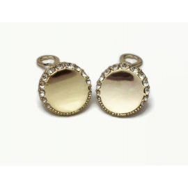 Vintage Monet Reflective Gold Clip on Earrings with Clear Crystals Round Rhinestone Discs Elegant Formal Earrings Vintage Monet Reflective Gold Clip on Earrings with Clear Crystals Round