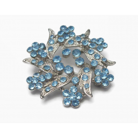 Vintage Silver and Blue Rhinestone Floral Wreath Brooch Lapel Pin Circle Pin March December Birthstone Vintage Silver and Blue Rhinestone Floral Wreath Brooch Lapel Pin Circle Pin
