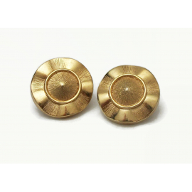 Vintage Crown Trifari Gold Clip on Earrings Wavy Round Textured Gold Signed Jewelry Vintage Crown Trifari Gold Clip on Earrings Wavy Round Textured Gold Signed