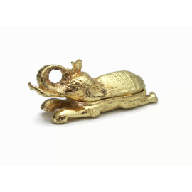Vintage Miniature Gold Metal Elephant Trinket Box Novelty Tiny Decorative Box