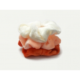 Velvet Hair Scrunchy Set of Three Scrunchies Summer White Peach Orange