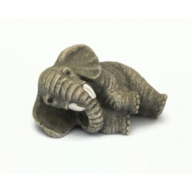 Vintage Elephant Figurine by Chinese Artist Jaimy Relaxing Elephant Lying Down