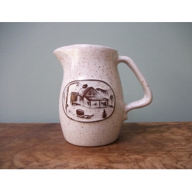 Onion River Pottery Creamer Small Pitcher Brown and White Speckled Ceramic Burlington Vermont Made in USA Onion River Pottery Creamer Small Pitcher Brown White Speckled Ceramic Vermont