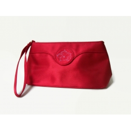 Oscar de la Renta Red Clutch Wristlet Handbag Cosmetics Bag Christmas Purse