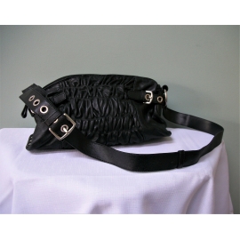 Nuovedive Black Italian Leather Handbag Shoulder Bag Crossbody Bag