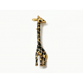 Vintage Giraffe Brooch Pin Gold and Black Enamel Whimsical Cute Animal Jewelry