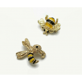 Vintage Gerry's Bee Scatter Pins Gold and Enamel Brooch Set of 2 Honeybees
