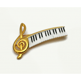 Vintage Treble Clef Brooch Pin with Piano Keys Keyboard Music Theme