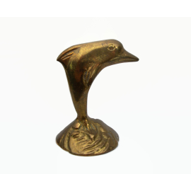 Vintage Tarnished Brass Leaping Dolphin Figurine Paperweight Office Decor