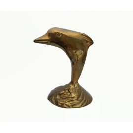 Vintage Tarnished Brass Dolphin Figurine Paperweight Small Jumping Leaping Dolphin Statuette Desk Office Home Decor Vintage Tarnished Brass Dolphin Figurine Paperweight Small Leaping Dolphin
