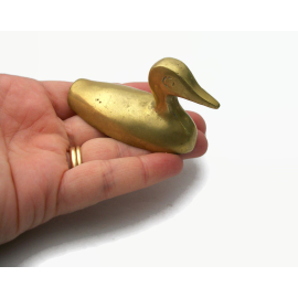 Vintage Small Brass Duck Paperweight Figurine 2.75 inch