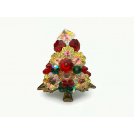 Vintage Unsigned Hobe Margarita Rivoli Crystal Christmas Tree Brooch Pin 1960s