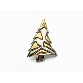 Vintage Liz Claiborne Silver and Gold Christmas Tree Brooch Pin Lapel Pin