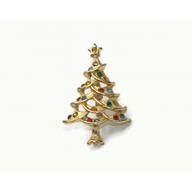 Vintage Gold Rhinestone Christmas Tree Brooch Pin Vintage Gold Rhinestone Christmas Tree Brooch Pin
