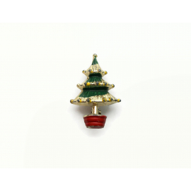 Vintage Tiny Christmas Pin Mini Enamel Christmas Tree Brooch Miniature Small