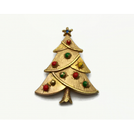 Vintage Shabby Tarnished Gold Christmas Tree Pin Brooch Made in Taiwan Vintage Shabby Tarnished Gold Christmas Tree Pin Brooch Made in Taiwan