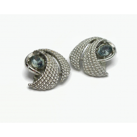 Vintage Silver And Smoky Crystal Clip on Earrings Gold Foil Backed Smoky Rhinestones Mid Century Jewelry Vintage Silver And Smoky Crystal Rhinestone Clip on Earrings Gold Foil Backed