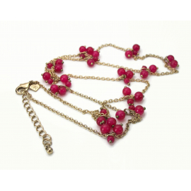 Banana Republic Necklace Gold Chain with Fuchsia Pink Magenta Bead Clusters 31.5 to 33.5 inches Long Layering Necklace Banana Republic Necklace Gold Chain with Fuchsia Pink Magenta Bead Clusters