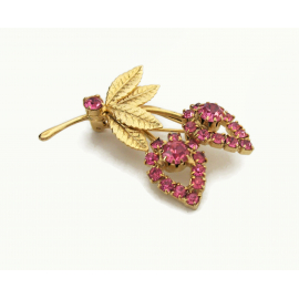 Vintage Pink Crystal Gold Floral Brooch Gold and Pink Rhinestone Flower Brooch Floral Lapel Pin for Men or Women Unisex Vintage Pink Crystal Gold Floral Brooch Gold & Pink Rhinestone Flower Lapel Pin