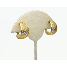 Vintage Napier Gold Filigree Hoop Clip on Earrings