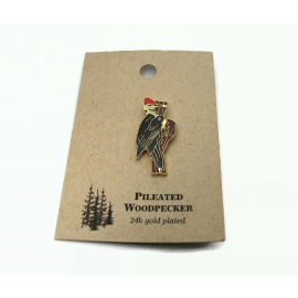Pileated Woodpecker Enamel Pin 24K Gold Plated Bird Tie Tack Natures Charms 2005