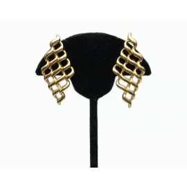 Vintage Avon Big Gold Lattice Earrings for Pierced Ears Openwork Statement