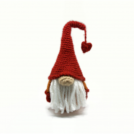 Amigurumi Gnome 7' tall Crochet Gnome with Red Hat Pumpkin Orange Coat and Heart Handmade Fiber Art Amigurumi Gnome 7' tall Crochet Gnome with Red Hat Pumpkin Orange Coat and Heart