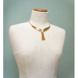 Vintage Gold Royal Tassel Necklace Signed Avon 1972 1970s Bib Necklace Choker Vintage Gold Royal Tassel Necklace Signed Avon 1972 1970s Bib Necklace Choker