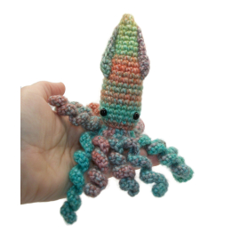 Amigurumi Crochet Squid Small Stuffed Animal Plushie Desk Decor Pocket Buddy